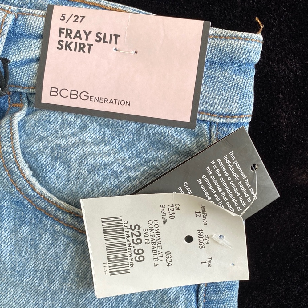 BCBGeneration Denim Maxi Skirt with Distressed Details - Picture 3 of 4
